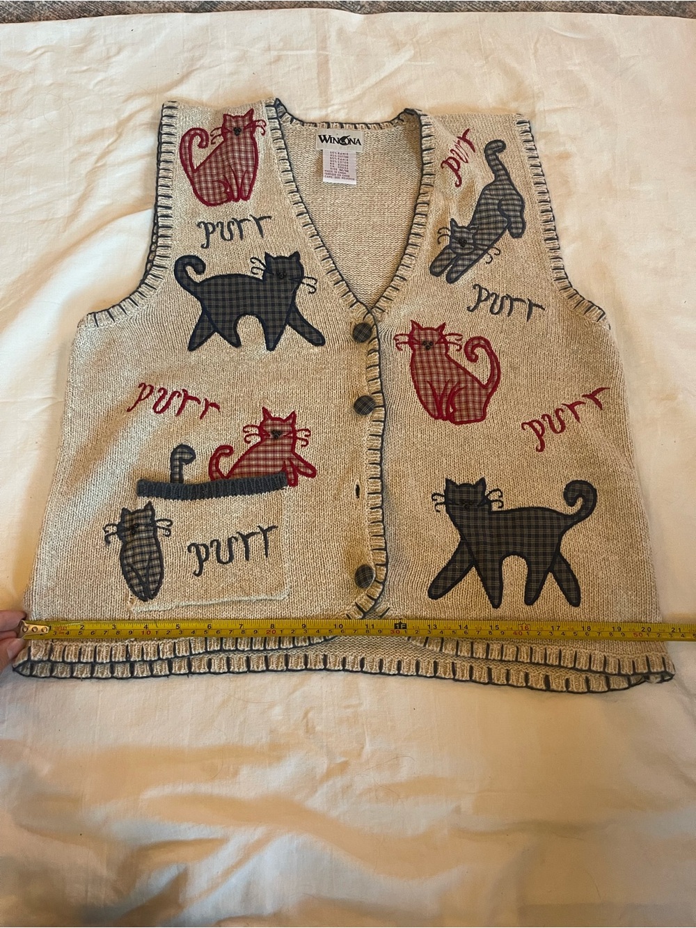 Vintage Winona Embroidered Cat Vest